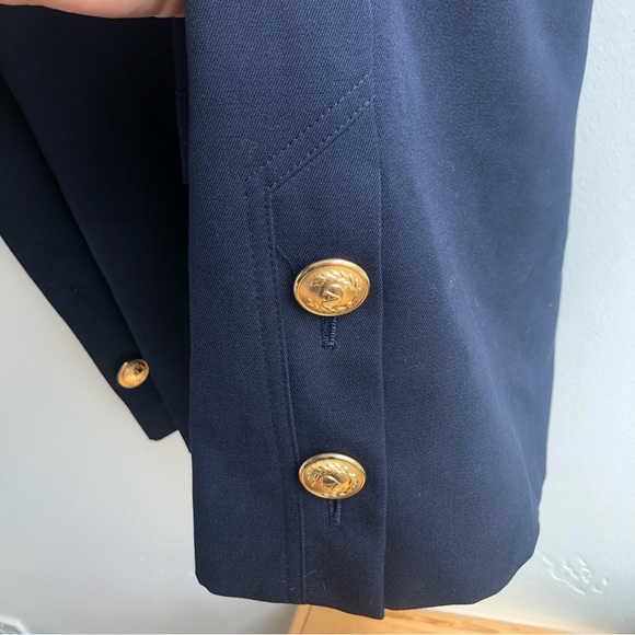 VTG Valentino Miss V Long Blazer 8 42 Navy Gold Button Lined jacket - Picture 6 of 15